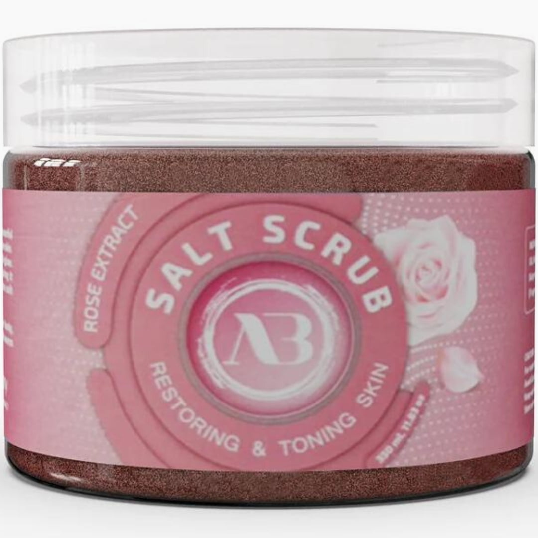 Amira Beauty Dead Sea Salt Rose Body Scrub - Exfoliating, Moisturizing - Reduces Cellulite, Stretch Marks 12 oz