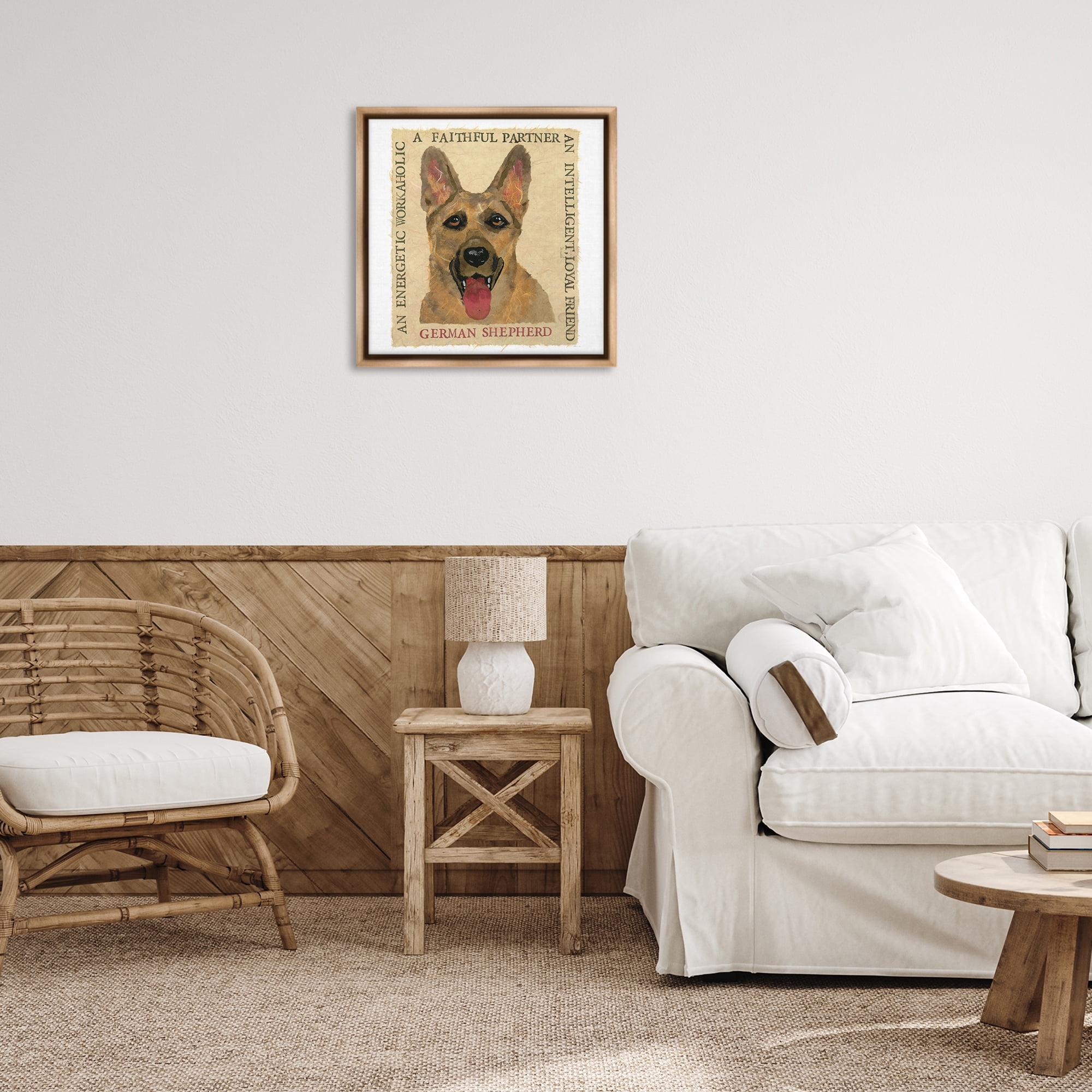 Stupell Industries Fun German Shepherd Phrases Animals Painting Brown Floater Framed Canvas Art Print Wall Art, 25 x 25