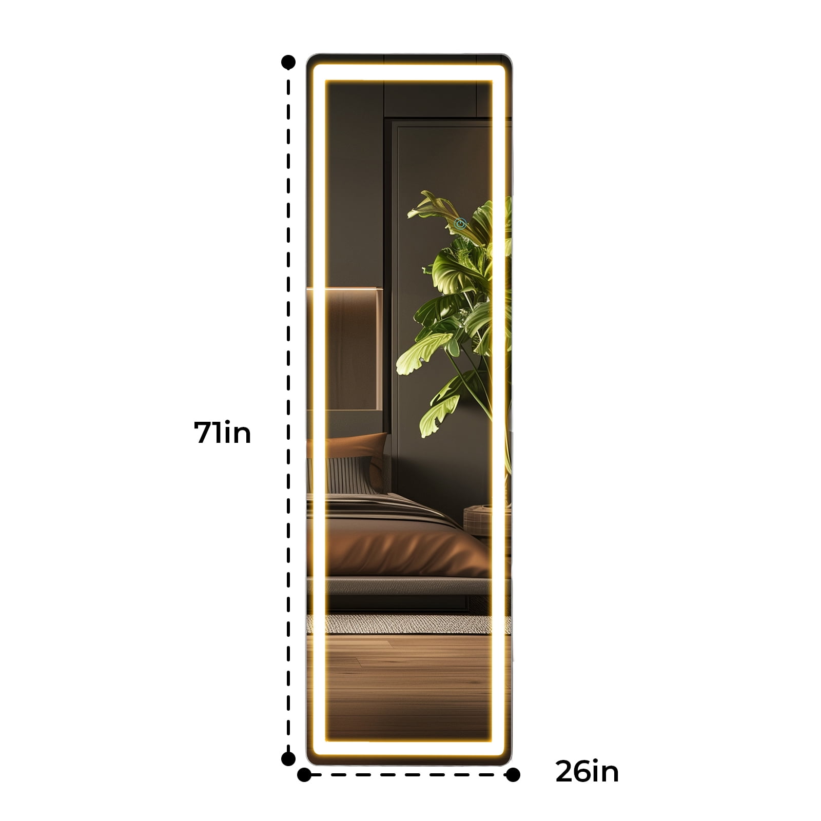 Alvantor Full Length Mirror with LED Lights,Lighted Full Body Floor Mirror with Dimming & 3 Color Lighting, Stand for Bedroom, Dressing Room, Rect/Arched