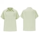 thumbnail image 3 of Camisa Estilo Boyfriend A Rayas Fruncidas para Mujer, Informal, con Cuello Corto, Mangas , Botones y Bolsillo, Verde , XL, 3 of 7