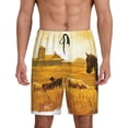 thumbnail image 1 of Kdxio Western Cowboy Ranch Print Mens Shorts, Breathable Lounge Sleepwear Set with Elastic Waistband and Pockets-Medium, 1 of 6