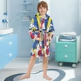 thumbnail image 5 of FORMRS Niños Bathrobe Unisex Hooded Robe Soft Plush Pajamas Sleepwear, Size 10-12T, Yelllow Simple Shapes, 5 of 7