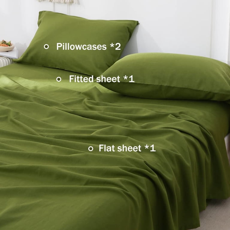 Simple&Opulence Belgian Linen Sheet Set – 4 Piece, Flax & Cotton Blend, Breathable & Soft – Khaki, Full Size