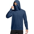 thumbnail image 3 of Men's Sun Hoodie with Built-in Face Mask and Long Sleeves Featuring UPF 50+ Protection for Fishing Hiking Running Beach Days Navy M, 3 of 8