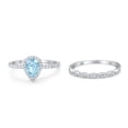 thumbnail image 3 of Two Piece Pear Teardrop Ring Aquamarine CZ 925 Sterling Silver Size 10, 3 of 4