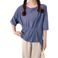 thumbnail image 4 of Camiseta casual de mujer con cuello redondo, media manga, blusa suelta irregular para chica superior sidaley AP001742-12, 4 of 7