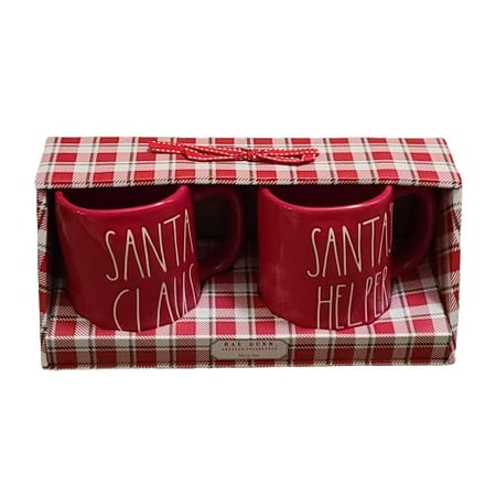 

Rae dunn Santa claus santa s helper ceramic coffee tea soup mugs in box set.