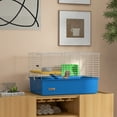 thumbnail image 2 of PawHut 18.5" Small Animal Cage with Water Bottle, Food Dish, Ramp, Blue, 2 of 10