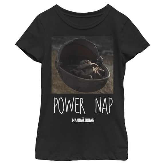 Girl's Star Wars: The Mandalorian The Child Power Nap  Graphic Tee Black Small