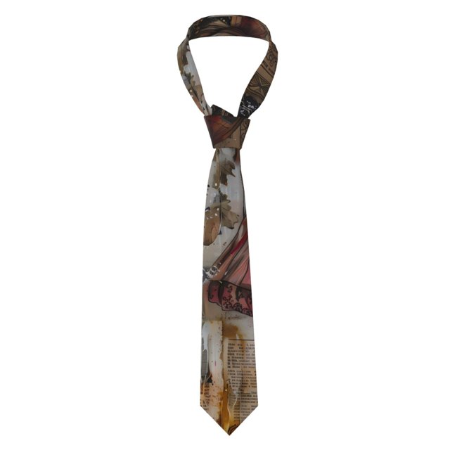 Fotbe Vintage Collage Girl Butterfly Corbata Clásica para Hombre con Estampado – Corbata de Seda Jacquard Tejida, para Negocios, Bodas y Eventos Formales