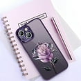 thumbnail image 6 of Fairy Rose for iPhone 14 Case for Women Girls Built-in Glitter Sparkly Screen Protector Camera Protection Lens Shockproof Rose Floral Pattern Phone Case -Purple, 6 of 12