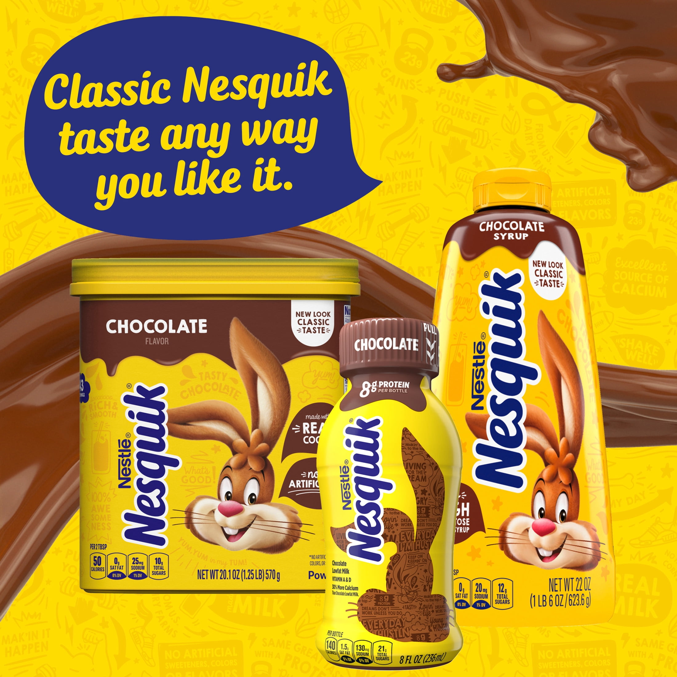 (6 pack) Nestle Nesquik Chocolate Caramel Swirl Flavor Powder Stir In Drink Mix, 18.5 oz Canister, 40 Servings