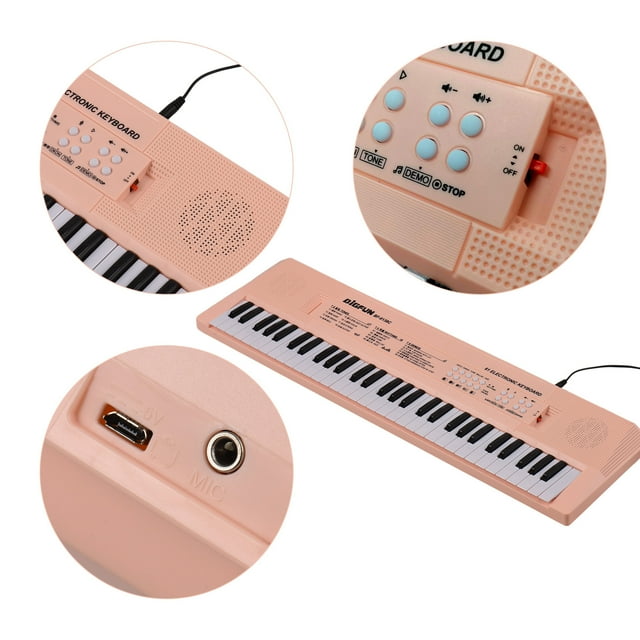 Electric 61 Key Electronic Keyboard Piano Musical Instrument with Microphone Dual Power Mode Portable Music Piano Keyboard 6 Demonstration Songs 5 Different Rhythms Gift for
