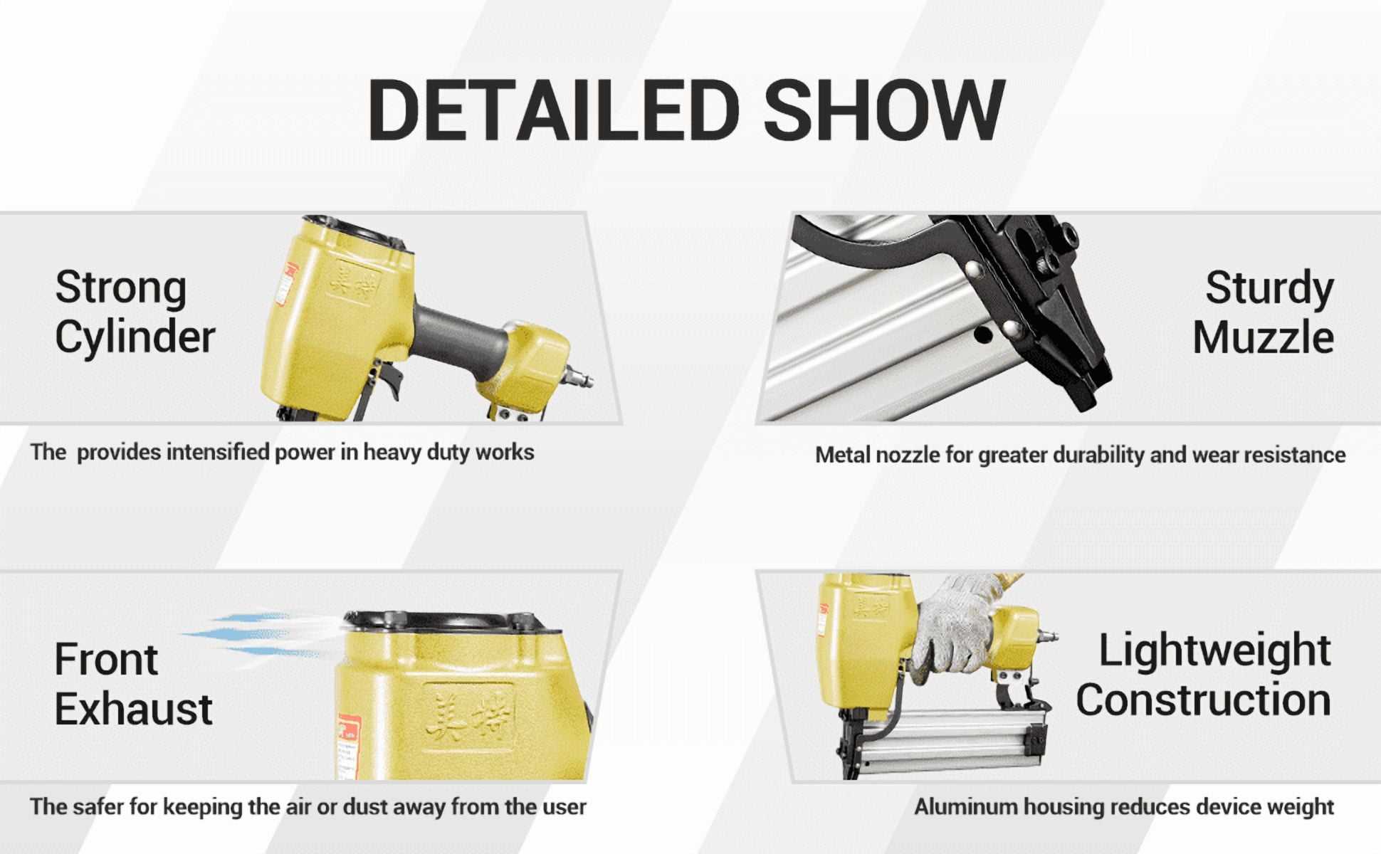 MEITE ST64A Pneumatic Concrete Naile Gun Heavy Duty Air Concrete T Nailer 14 Gauge 3/4" to 2-1/2"