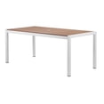 thumbnail image 6 of Benjara Fifi 71" Outdoor Dining Table- Brown Polyresin Top- White Metal Frame, 6 of 8