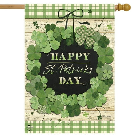 Briarwood Lane Lucky Wreath St. Patrick's Day House Flag
