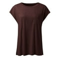 thumbnail image 4 of SNKSDGM Summer Tops with Sleeves for Women Silk Women's Short Sleeve T Shirts Casual Solid Tops Basic Loose Crew Neck Clothes Dressy Pullover Tee with Pocket Plus Size Tops for Women Summer Casual, 4 of 4