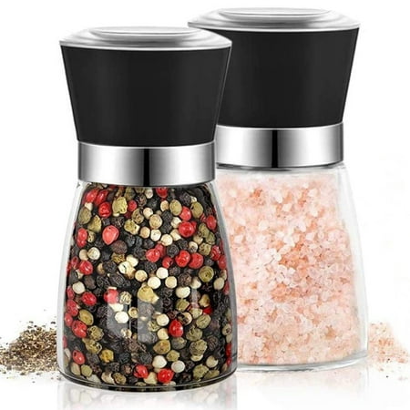Salt and Pepper Grinder Set of 2 - Adjustable Ceramic Sea Salt Grinder & Pepper Grinder ，Salt and Pepper Shakers Set - Pepper Mill & Salt Mill