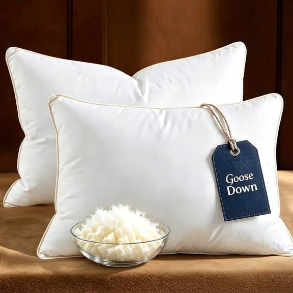 Cozyharbor 6-Layer 100%Cotton Shell, Goose Down & Memory Foam Pillow, Standard/Queen 20"x28",2 Pack