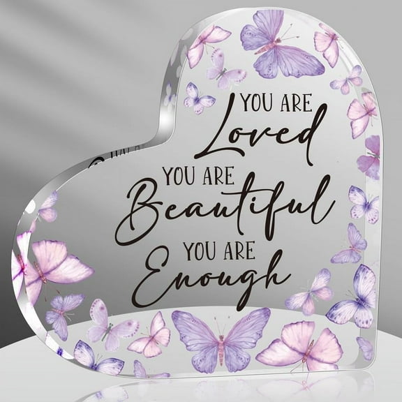 Inspirational Butterfly Gifts for Women, Christian Gifts for Women, Butterfly Decorations for Coworker Friend, You Are Loved You Are Beautiful You Are Enough Positive Plaque 4x4 inch