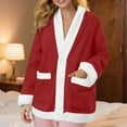 thumbnail image 2 of Vinsonshop Bed Jackets for Women Sherpa Jacket Teddy Fleece Jacket Women Winter Clothing for Women Fuzzy Jackets for Women Pajama Jacket Sherpa Fleece Jacket Women Wine 3XL, 2 of 7