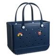 thumbnail image 1 of 11 Inch Beach Bag Rubber Tote Bag,Small Beach Bag Waterproof Beach Tote Portable Travel bag Open Handbag,Beach Sports Waterproof Handbag Large Beach Tote (Navy), 1 of 5