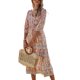 thumbnail image 3 of Txlixc Ladies Temperament High Waist A-line Falda, Mujer Summer Bohemian Style Estampado floral V-cuello Media manga Beach Long Dress Txlixc Moda, 3 of 7