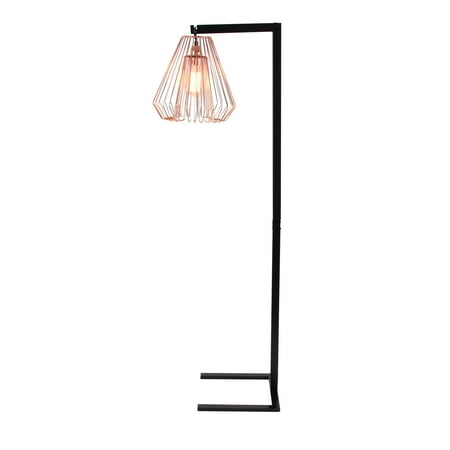 Decmode Contemporary 55 Inch Wire Grid Metal Floor Lamp Black Decmode Contemporary 55 Inch Wire Grid Metal Floor Lamp Black