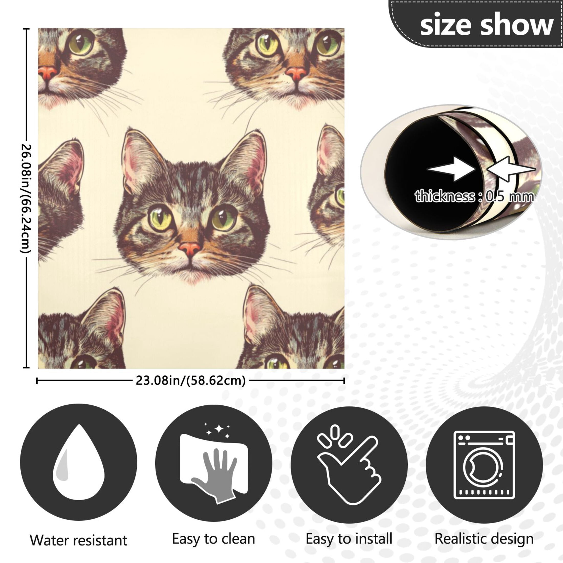Dishwasher Magnetic Sticker 23x26 Inch Refrigerator Magnetic Sticker Washing Machine Magnetic Sticker Kitchen Panel Magnetic Sticker Home Decor Brown Cat Face