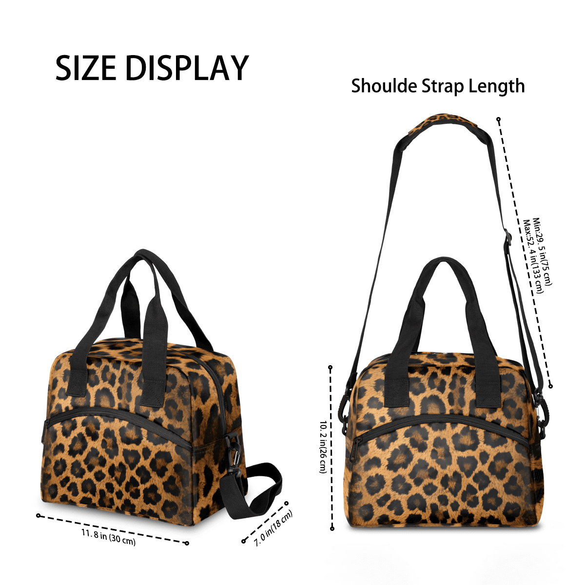 Herdesigns Leopard Print Insulated Lunch Bag for Women Men Adults Large Reusable Lunch Box Wild Safari Skin Pattern Leakproof Cooler Tote Bags with Adjustable Shoulder Strap