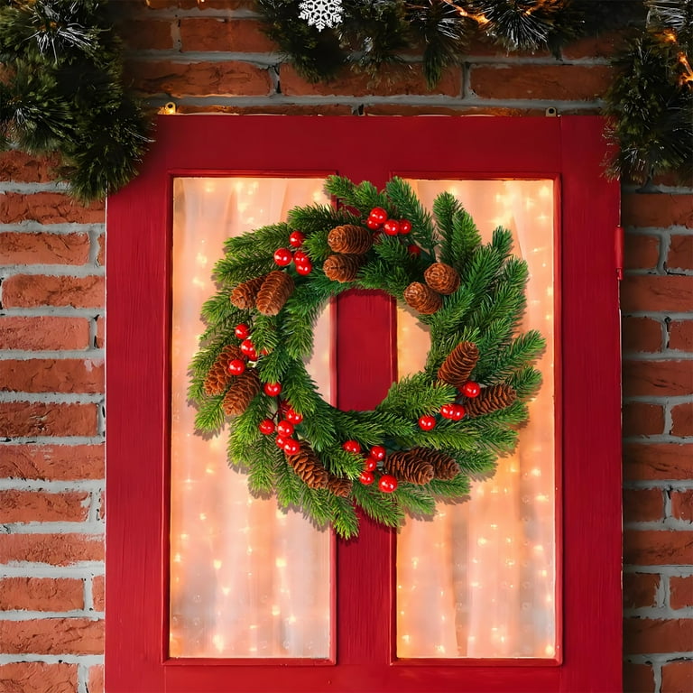 FastXmas 11.8 Inch Artificial Christmas Wreath - Christmas