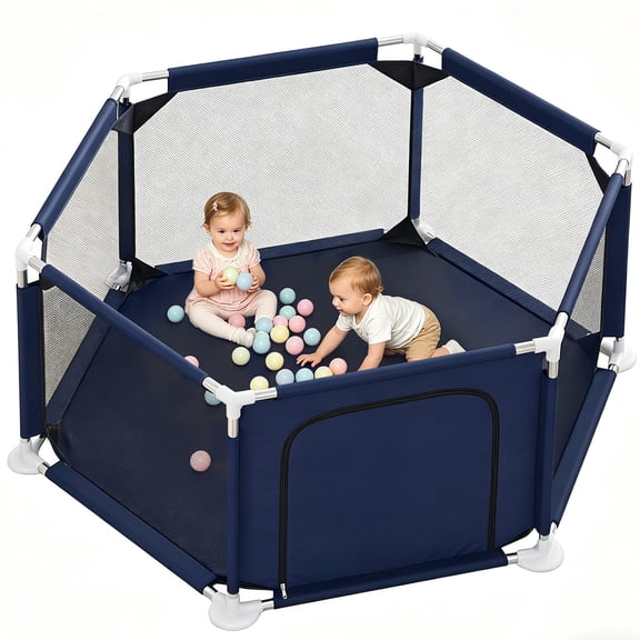 Baby Playpen,Kids Large Playard Indoor & Outdoor Kids Activity Center,Infant Safety Gates with Breathable Mesh,Sturdy Play Yard for Toddler,Children's Fences Packable & Portable