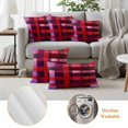 thumbnail image 6 of Pack of 2 Outdoor Pillow Covers 16x16 Inch Waterproof Red Purple Throw Pillow Covers,Decorative Couch Pillow Case Sham Striped Plaid Modern Abstract Oil Painting Patio Pillowcases Cushion Cover, 6 of 8