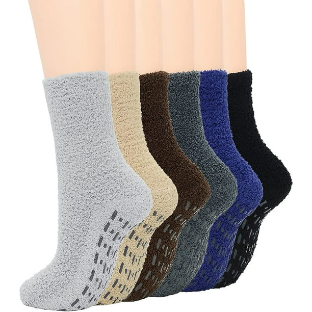 Women's Cozy Fluffy Socks Soft Plush Slipper Socks with Grips Colorful  Thick Fuzzy Socks Fleece Floor Socks Warm Sleeping Sock for Adults Women  Girls