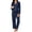 Navy Blue, variant on Womens Cotton Pajama Sets with Long Sleeves Button Down Pajama Set for Women 2pcs Women Soft Sleepwear Set with Long Pants Womens Casual Loungewear Sets with Pockets, S-XXL