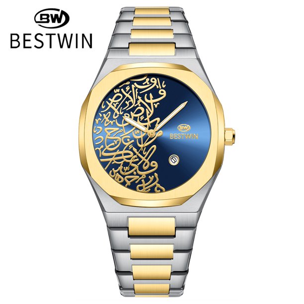 Men Quartz Watch Premium Arabic Numerals Marble Pattern Men's Quartz Wrist Watch - Luxury Waterproof Fashion Business Casual Sport Watches with Luminous Calendar Analogue Face
