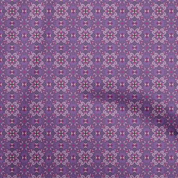 oneOone Georgette Viscose Violet Fabric Asian Ornamental Craft Projects Decor Fabric Printed By The Yard 42 Inch Wide