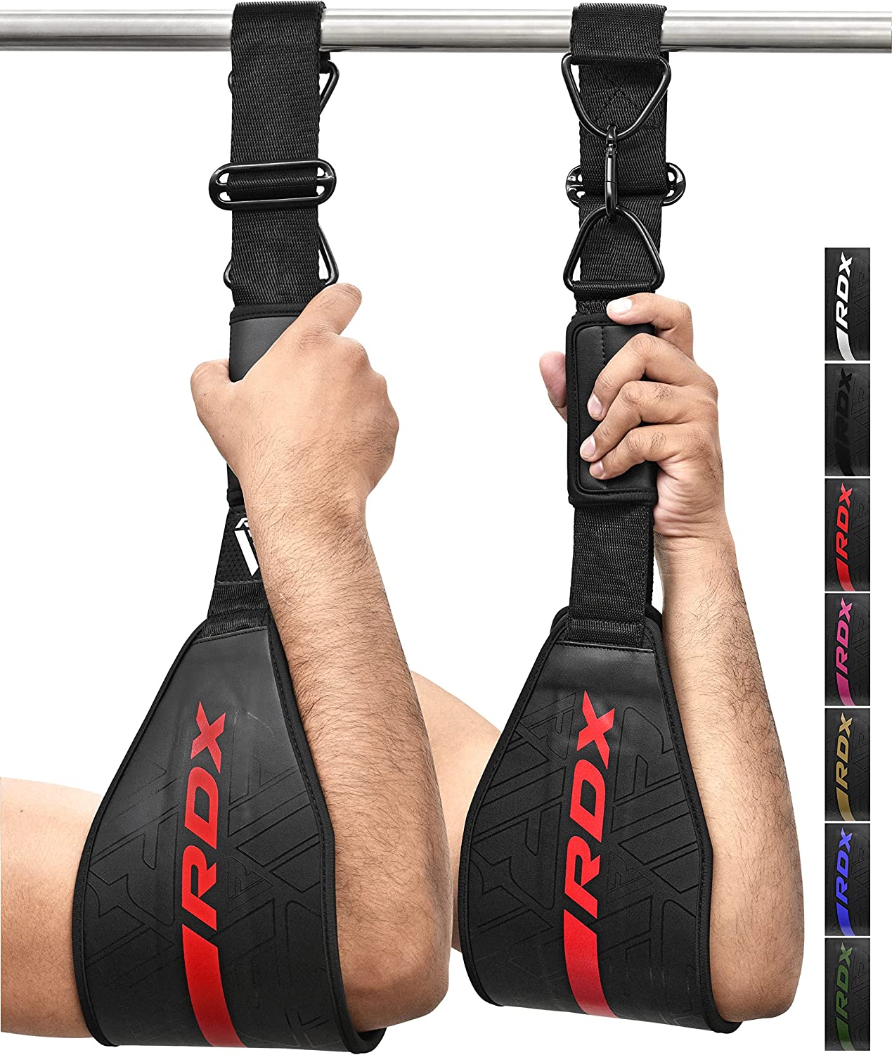 RDX Fitness Hanging AB Straps for Abdominal Muscle Building and Core Training, Maya Hide Leather Strap Steel D-Rings, Pull up Assist Straps, Elbow Hanging Men Women Home Gym Workout Equipment