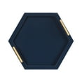 thumbnail image 5 of Kate and Laurel Halsey Decorative Hexagon Tray with Gold Metal Handles, 18 x 16, Navy Blue and Gold, Modern Glam Serving Tray with Handles for Living Room Decor, 5 of 9