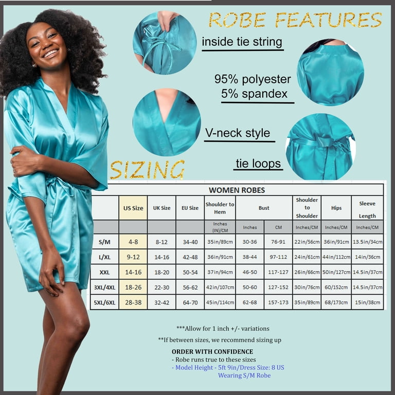 BluChi Short Kimono Lounge Womens Robe, Small-5XL, 26 Colors - Bride &  Bridesmaid Robes, Misty Silver, XXL - Walmart.com