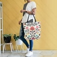 thumbnail image 4 of FORMRS Womens Canvas Tote Bag with Zipper Inner Pocket Shoulder Handbag, Beige Red Floral, 4 of 7