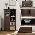 thumbnail image 5 of Giantex Bathroom Floor Storage Cabinet, Freestanding Linen Cabinet w/3 Adjustable Shelves, Brown, 5 of 9