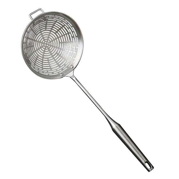 Colador de araña, colador de fideos, cuchara con mango largo, colador de cocina, cucharón, colador de cocina, cucharón para frutas, hornear verduras Diámetro 16cm
