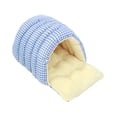 thumbnail image 4 of Cama para gatos, cueva gruesa para mascotas, suave, cómoda y acogedora. Cuadrícula azul, 4 of 8