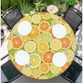 thumbnail image 5 of Round Fitted Tablecloth with Elastic Edge, Waterproof Stain Resistant Fabric Table Cover for 36"-65" Round Table, Indoor Outdoor Dining, Kitchen Decor, Camping, Holiday, Party, 5 of 7