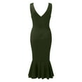 thumbnail image 5 of VUPSGEZ Women Elegant Midi Bodycon Dress Sleeveless Backless Ruffle Hem Mermaid Formal Cocktail Wedding Guest Dresses Mini Dresses (Army Green,L), 5 of 8