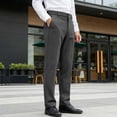 thumbnail image 4 of Dress Pants for Men Slim Fit Mid Rise Business Trousers Stretchy Breathable Slacks Classic Button Closure Office Work Casual Outfits, 4 of 9