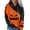 Orange, variant on Halloween Womens Hoodies Casual Colorblock Pumpkin Face Print Sweatshirt Long Sleeve Pullover Tops Fall Winter Warm Black L