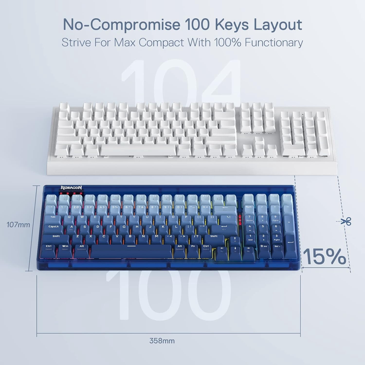 Redragon K656 2.4G Bluetooth Wired Keyboard with Hot-Swappable Design