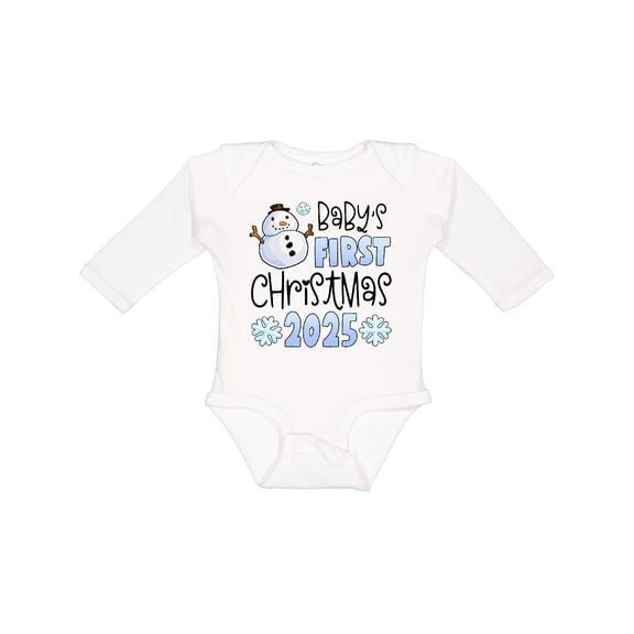 Inktastic Baby's First Christmas 2025-snowman Boys or Girls Long Sleeve Baby Bodysuit